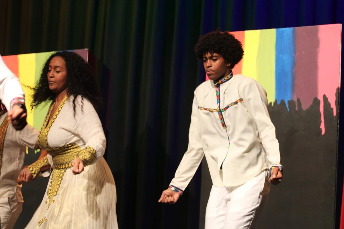 Dibora Yilma and Biruh Yilma dancing at International Night.